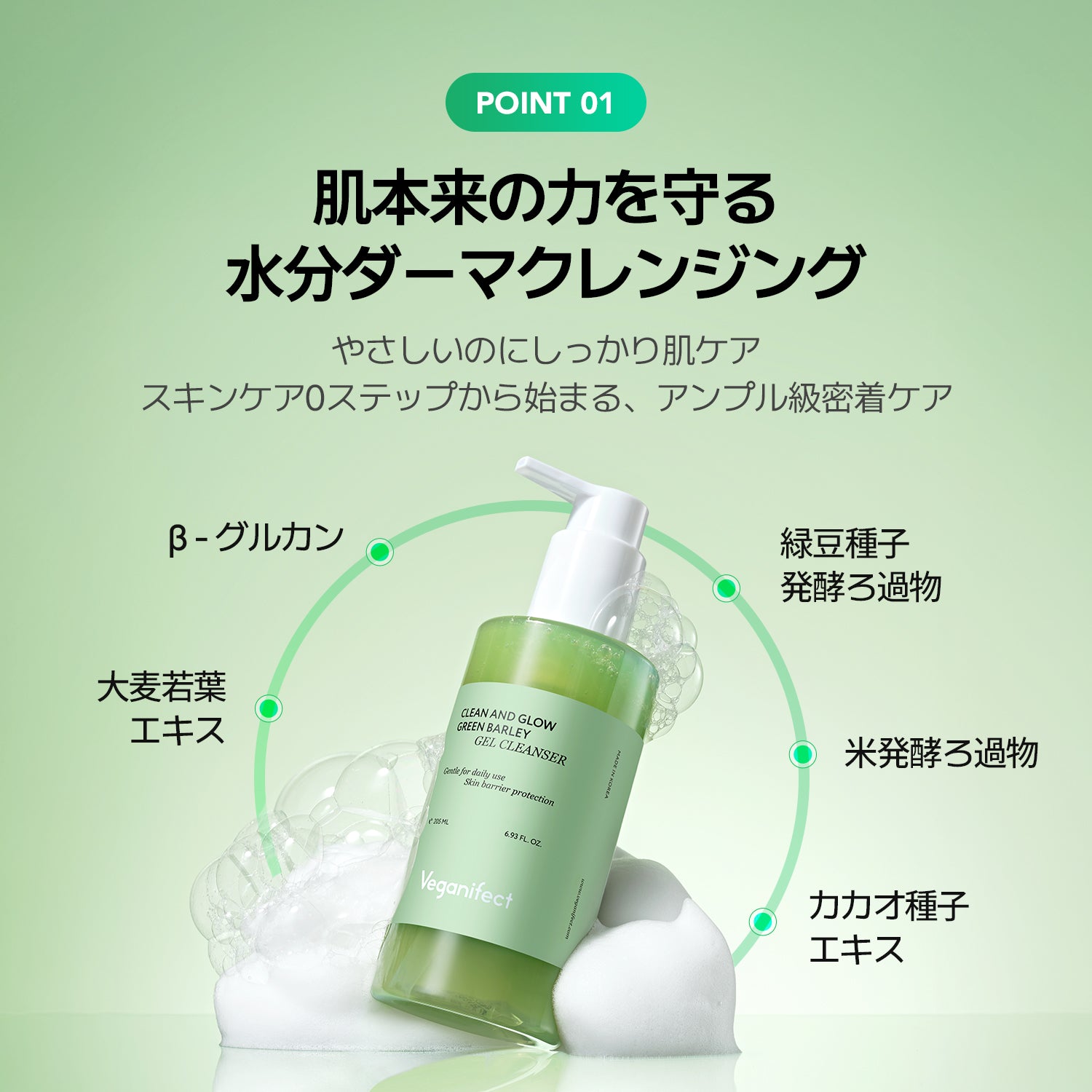 VEGANIFECT（ヴィーガンイフェクト公式）青麦LHAクレンジングジェル205ml